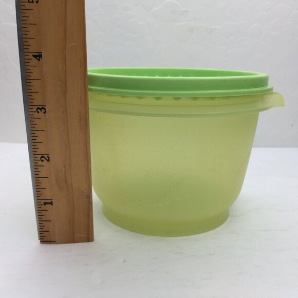 Vintage Tupperware Servalier Yellow Bowl 886 Sheer Lime Green Sunburst Lid 812 - Picture 14 of 14